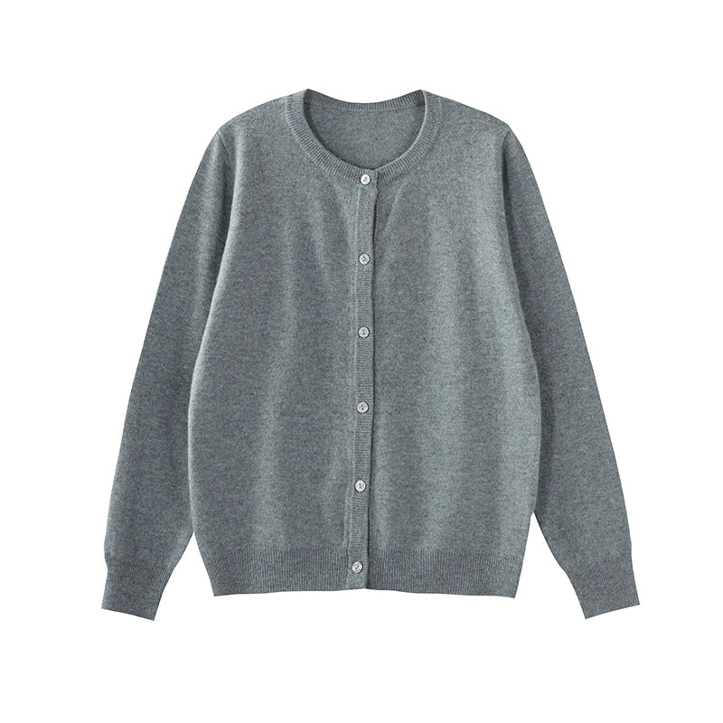 Cardigan en laine multicolore à col rond