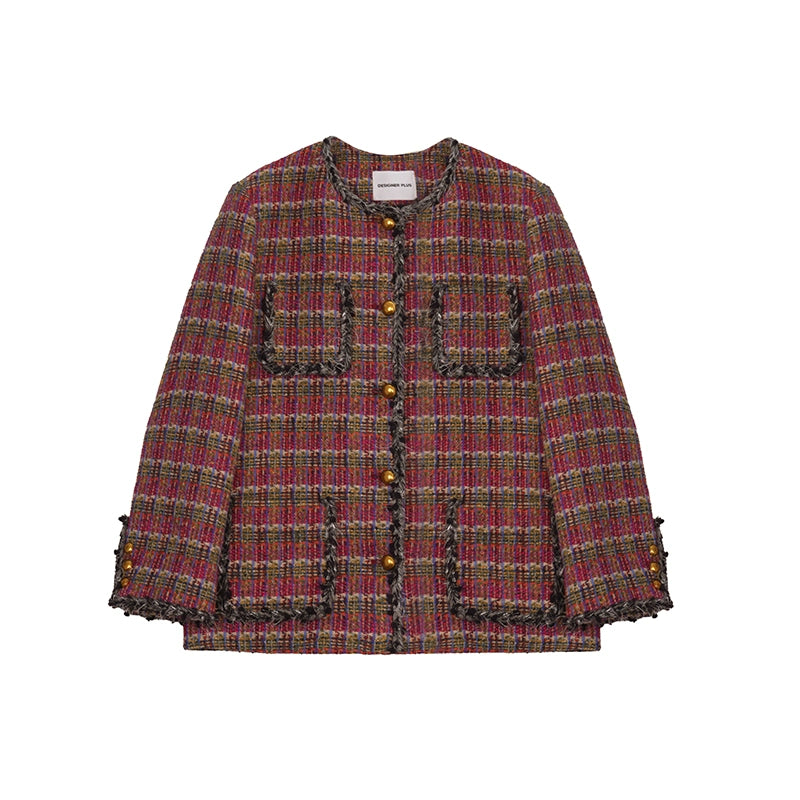 격자 무늬 작은 향기 재킷