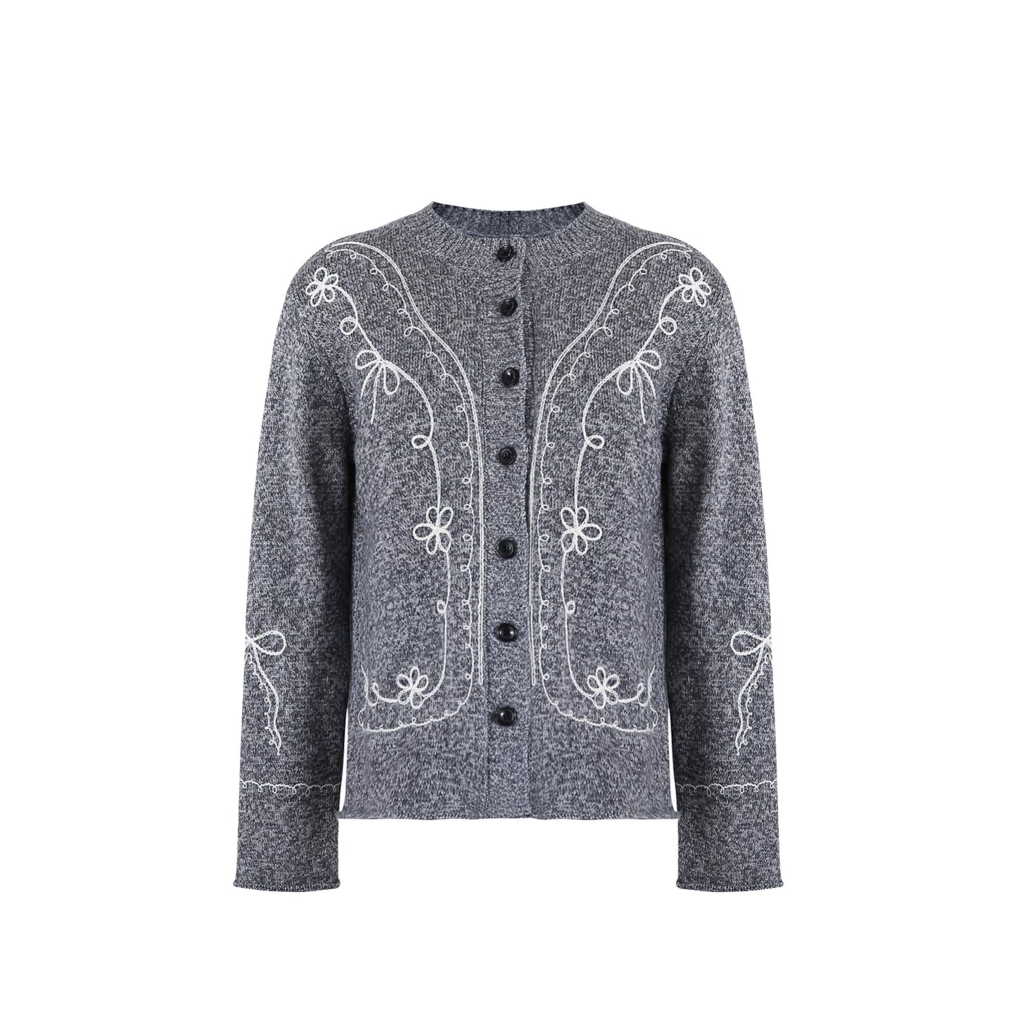 Wool Blend Embroidered Cardigan