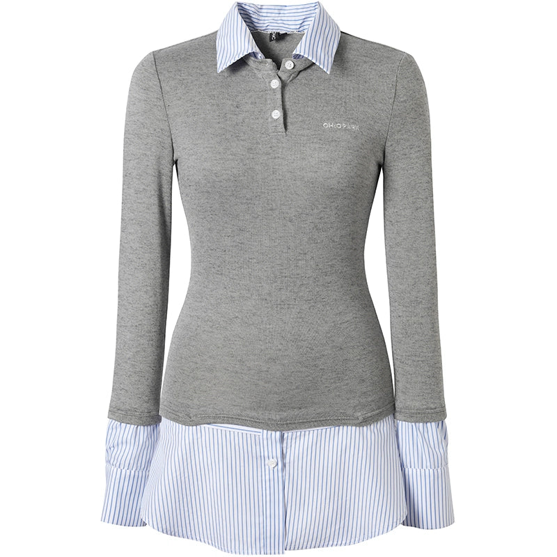 Fake Two-Piece Preppy Knit Sweater