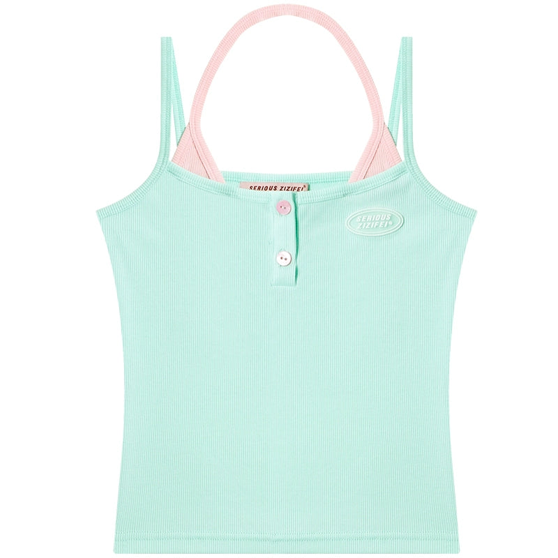 아메리칸 레트로 디자인 감각의 민소매 탑