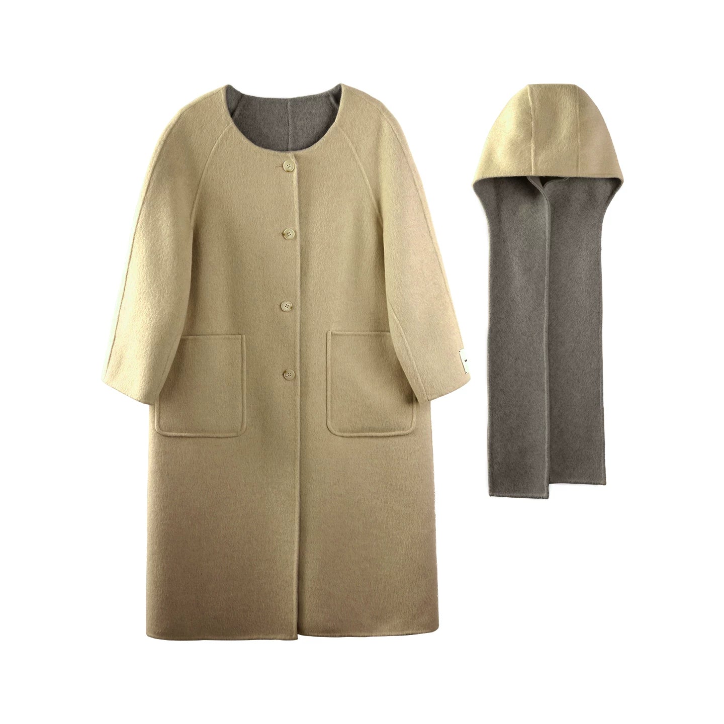 Silk Wool Reversible Scarf Coat