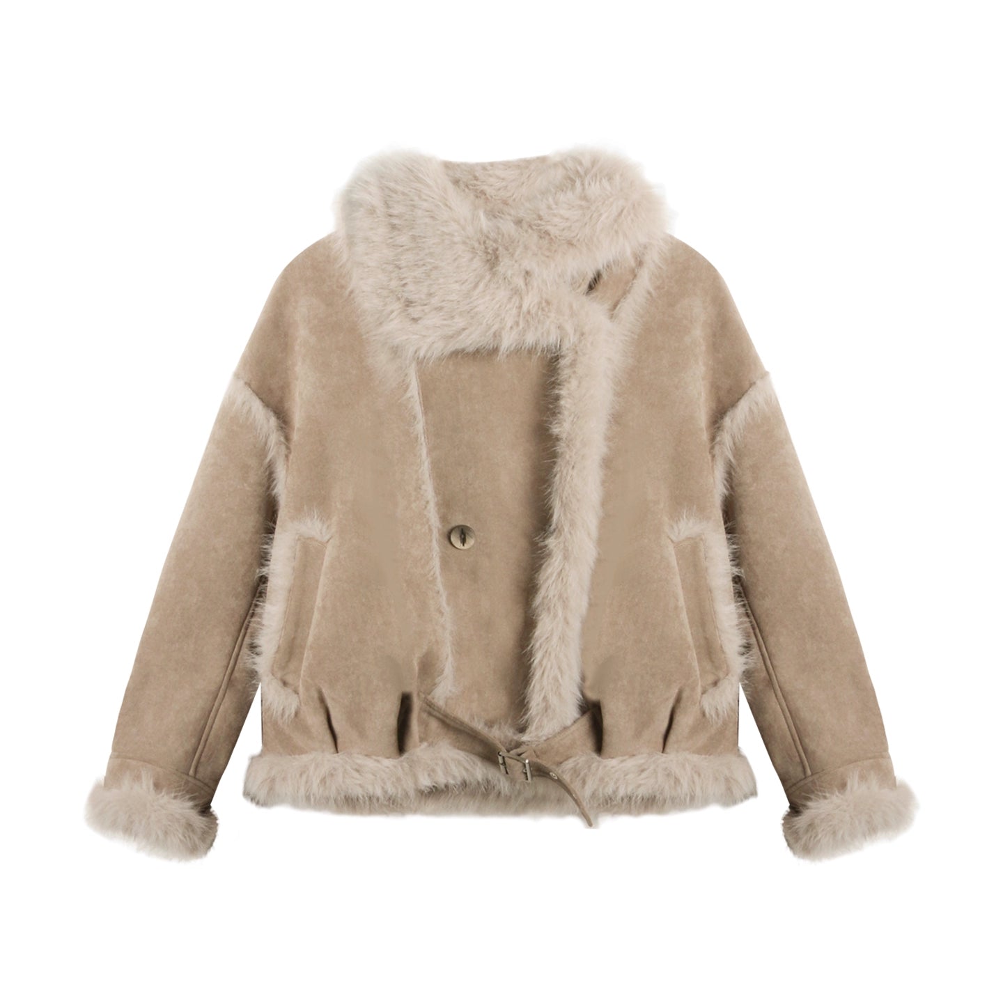 Lapel Shearling Suede Coat