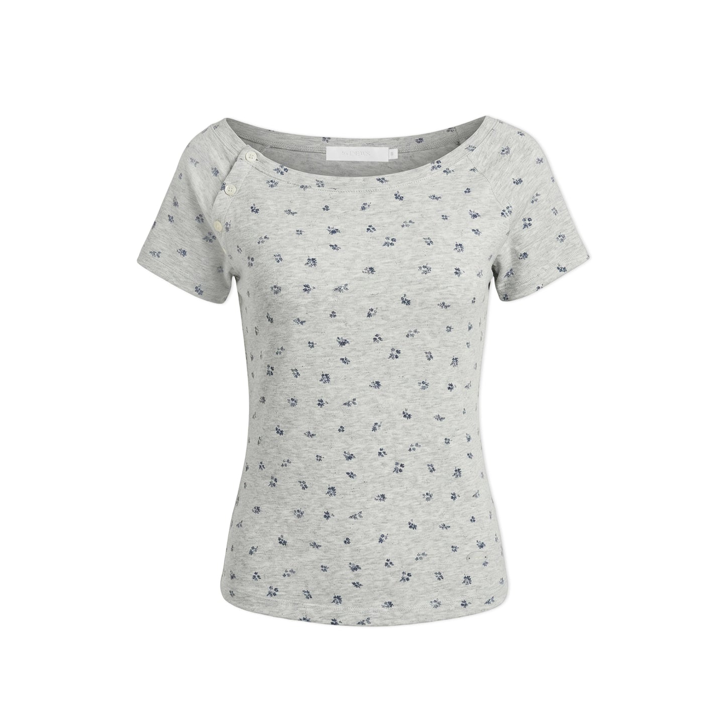 T-shirt con Scollo Asimmetrico e Stampa Floreale