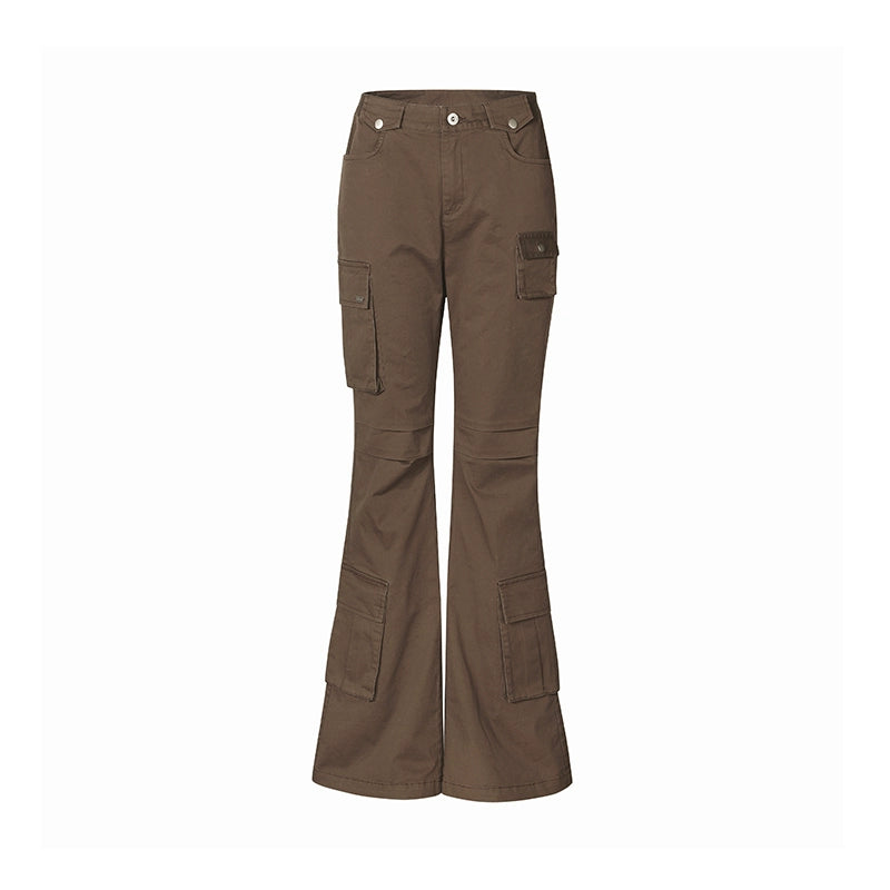 Pantalons plissés marron taille mi-haute