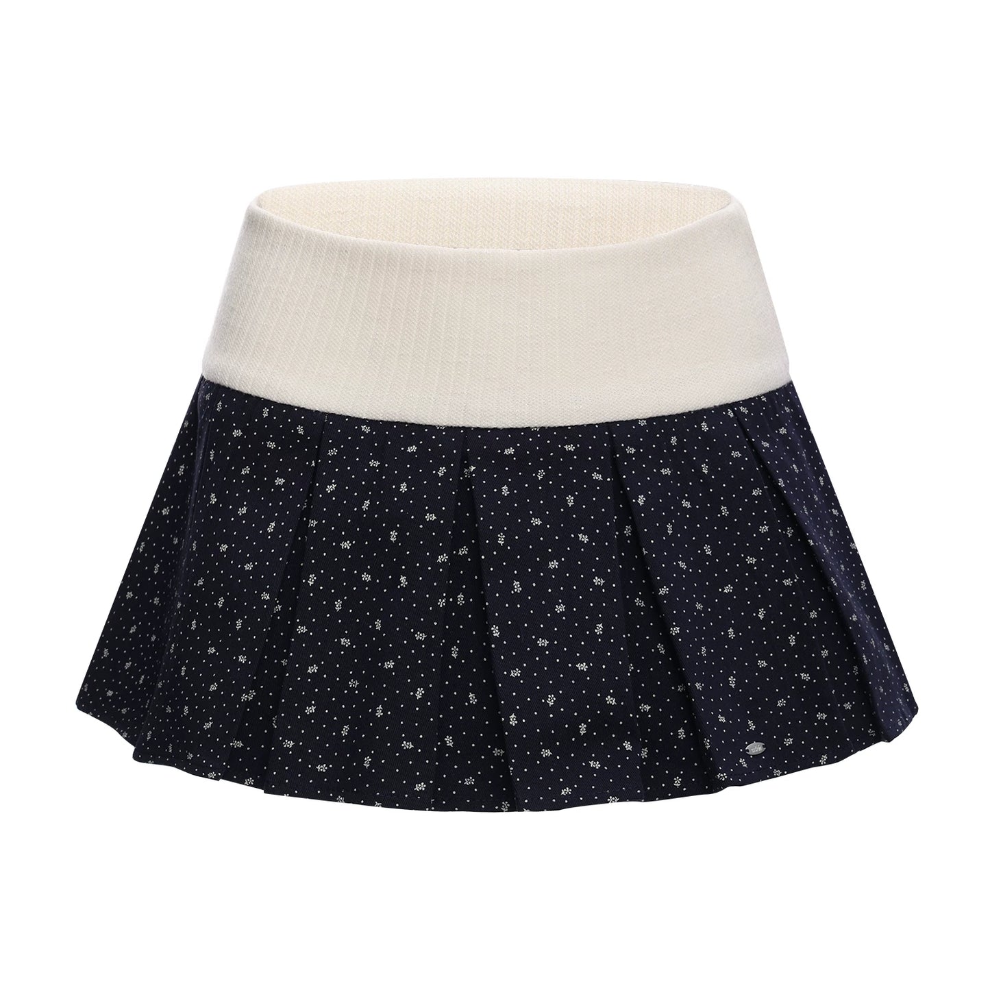 Color-Blocked Pleated Floral Skirt