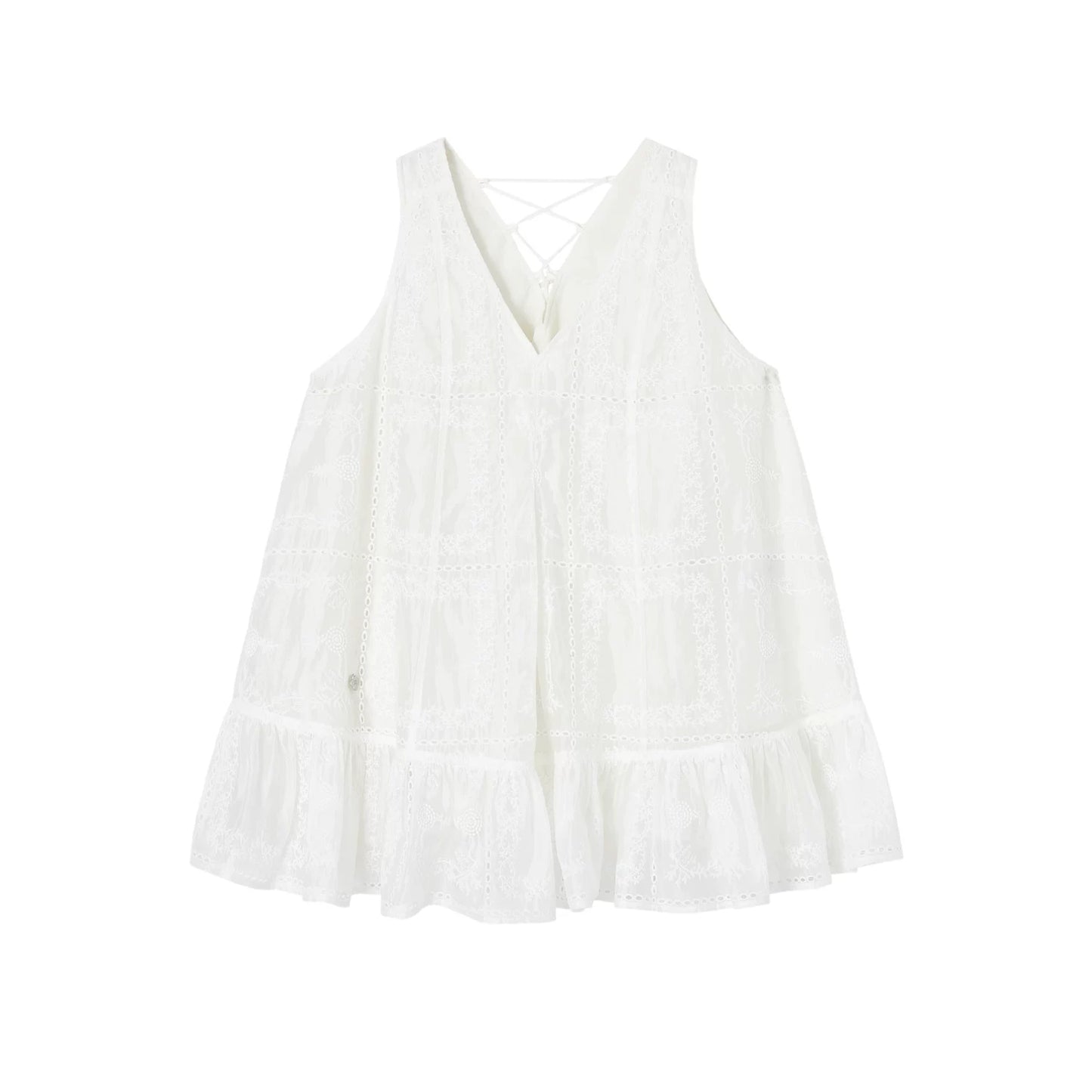 자수 러플 탱크 원피스