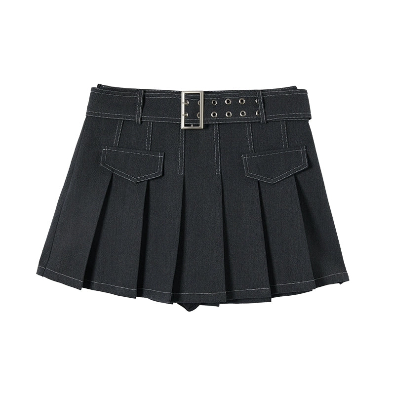 Topline Pleated A-Line Skirt