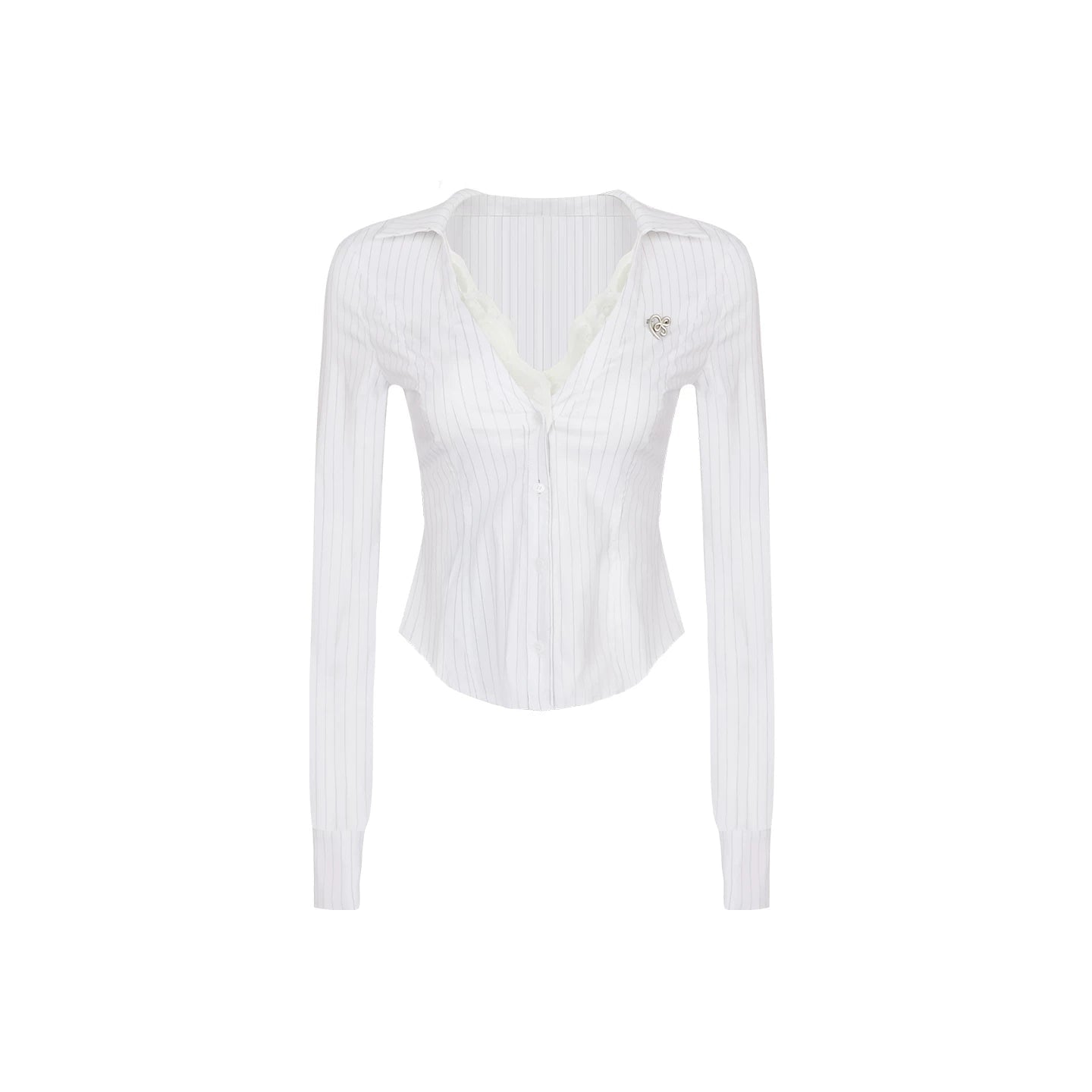 Lace Patchwork Striped Shirt