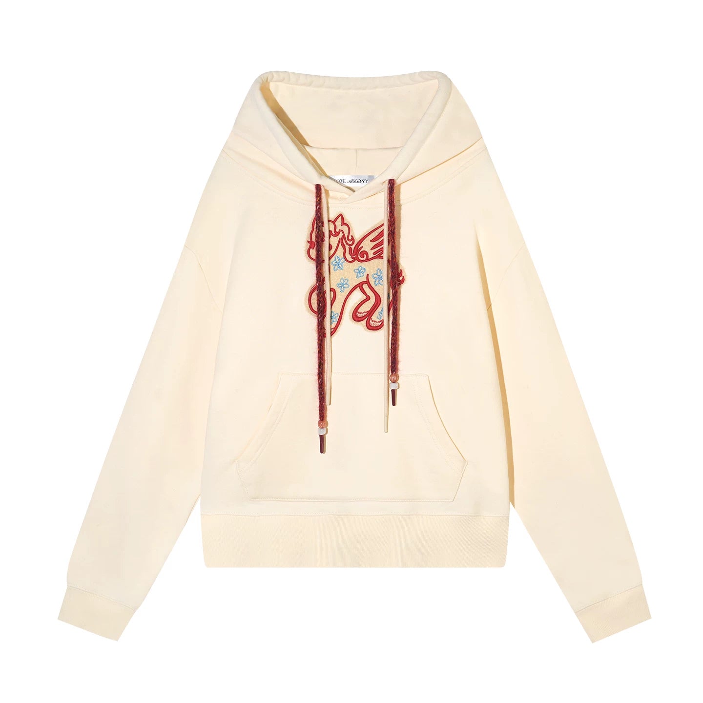 Embroidered Fleece-Lined Hoodie Sweater