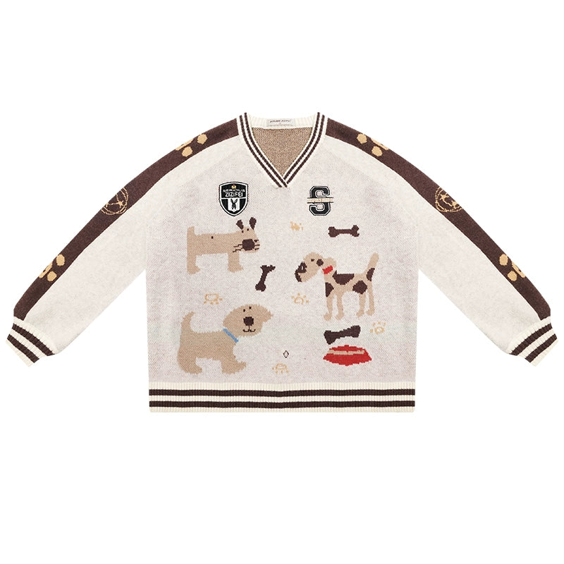 American Retro Lazy Style V-Neck Sweater