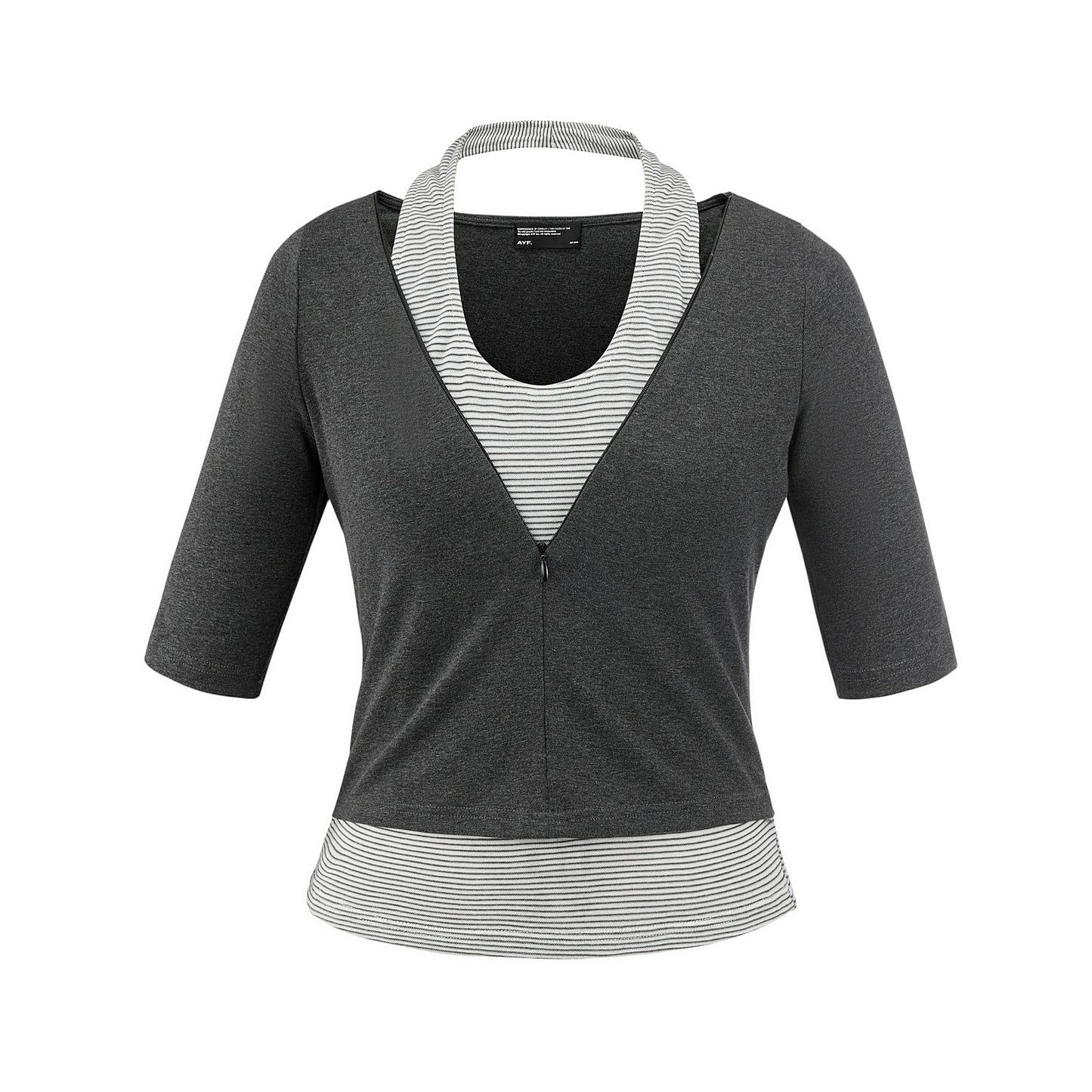 Striped Slim Zipper Tee