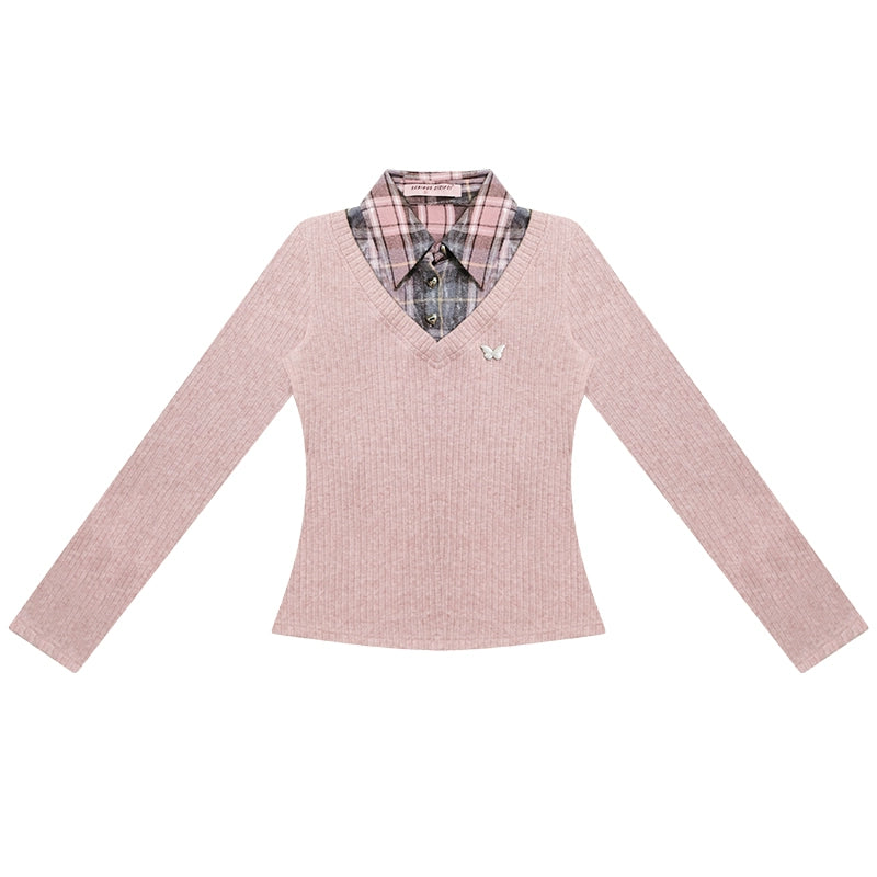 Pull à col polo slim de style rétro