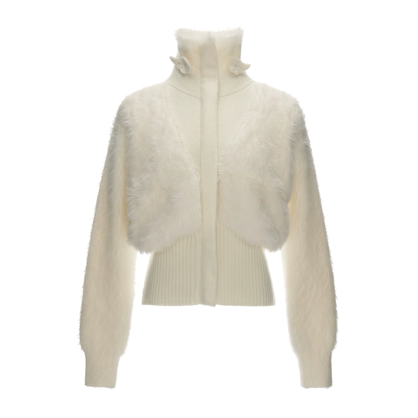 Winged White Turtleneck Sweater