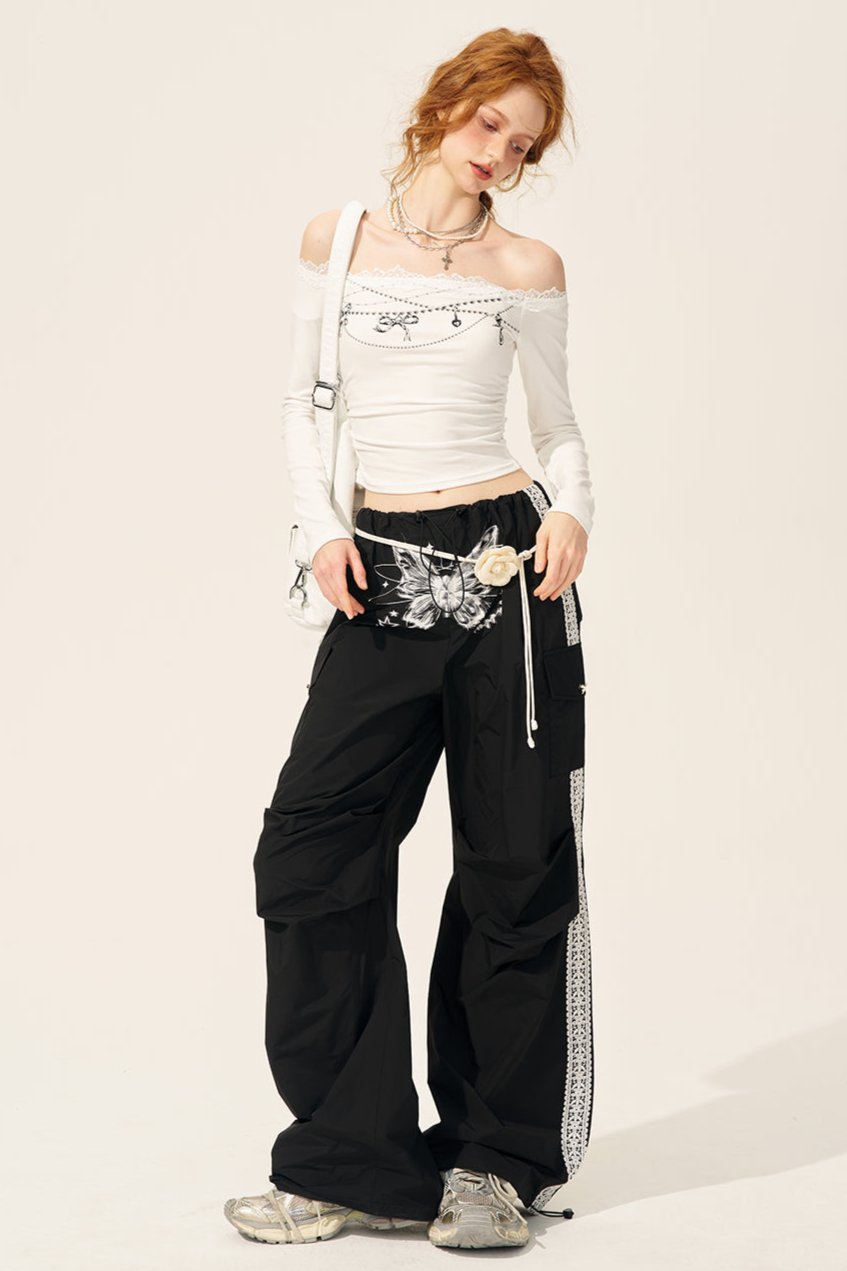 T-shirt à manches longues en dentelle