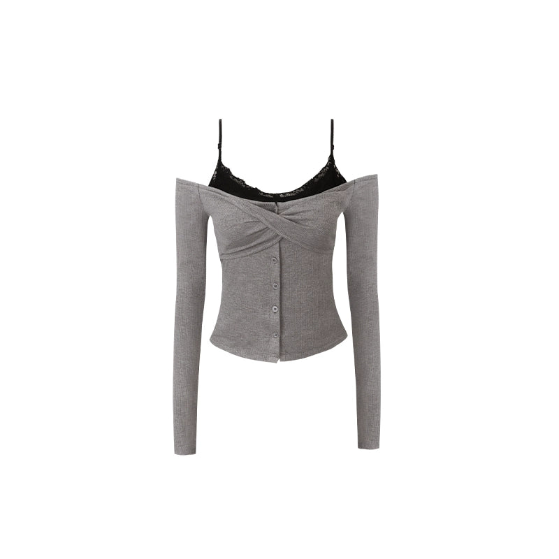 Luxury Grey Lace Top