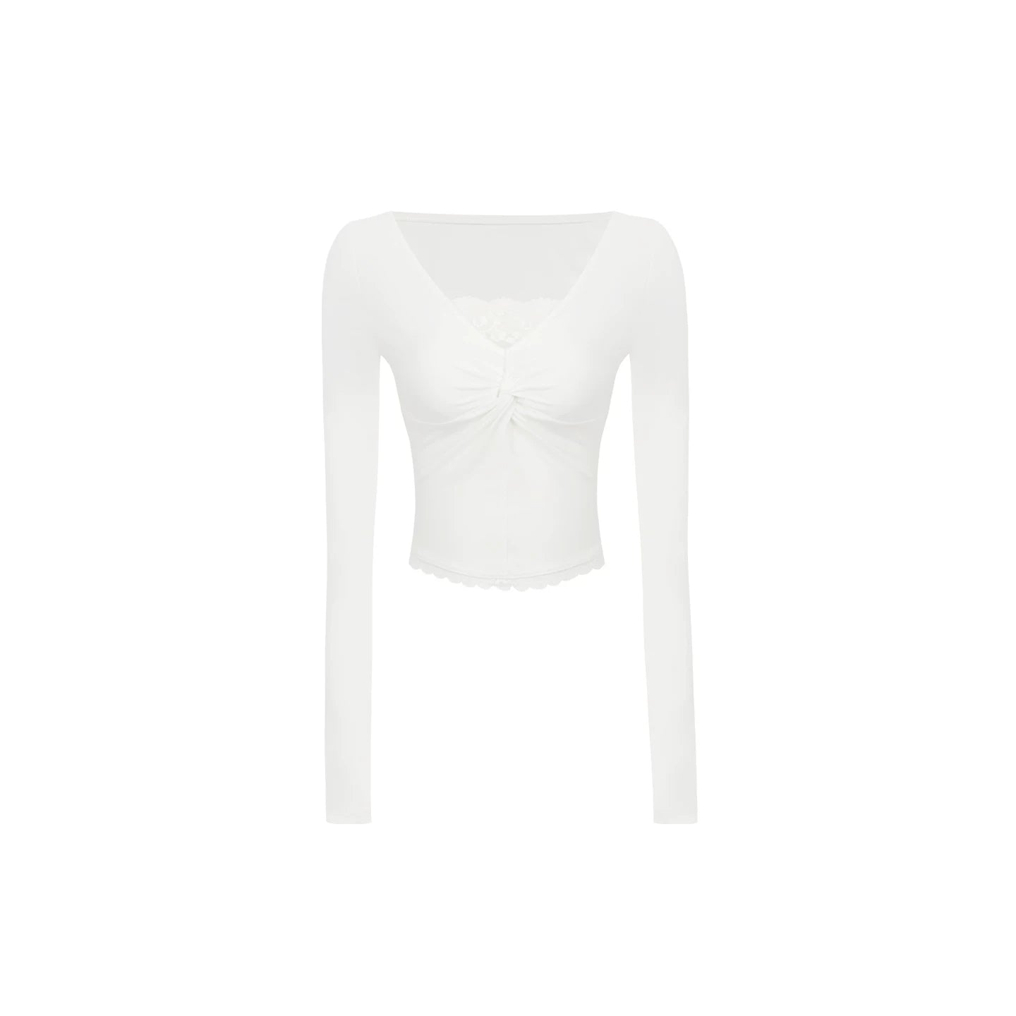 꼬임 레이스 V넥 탑