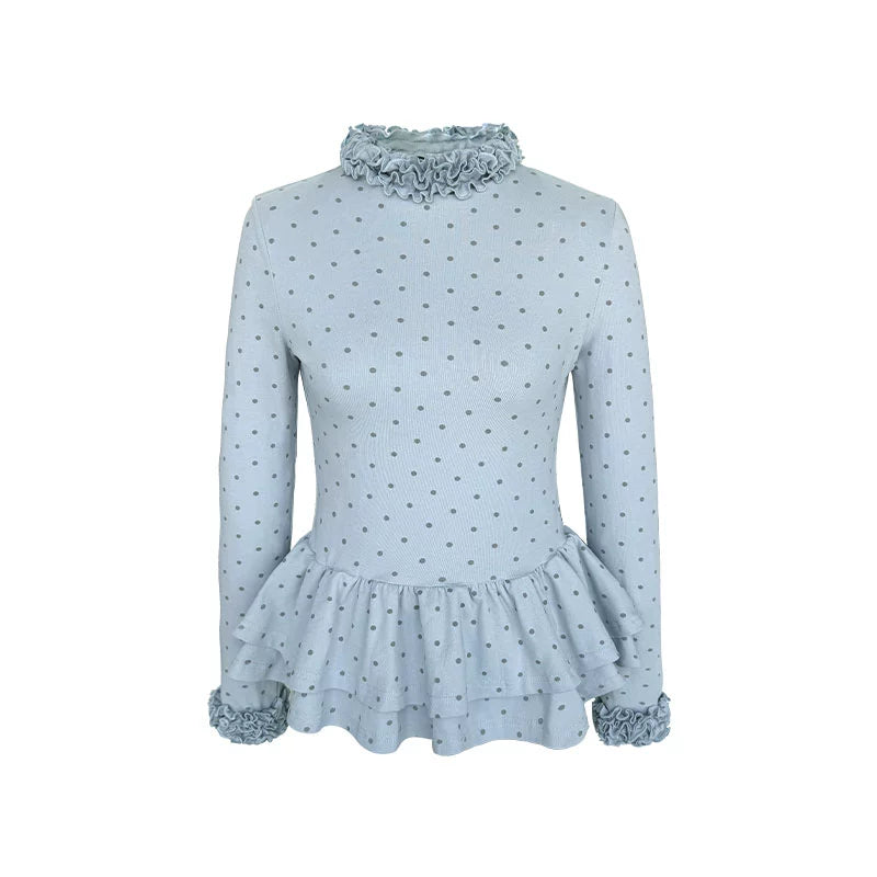 Gray Polka Dot Knitted Shirt Set-Up