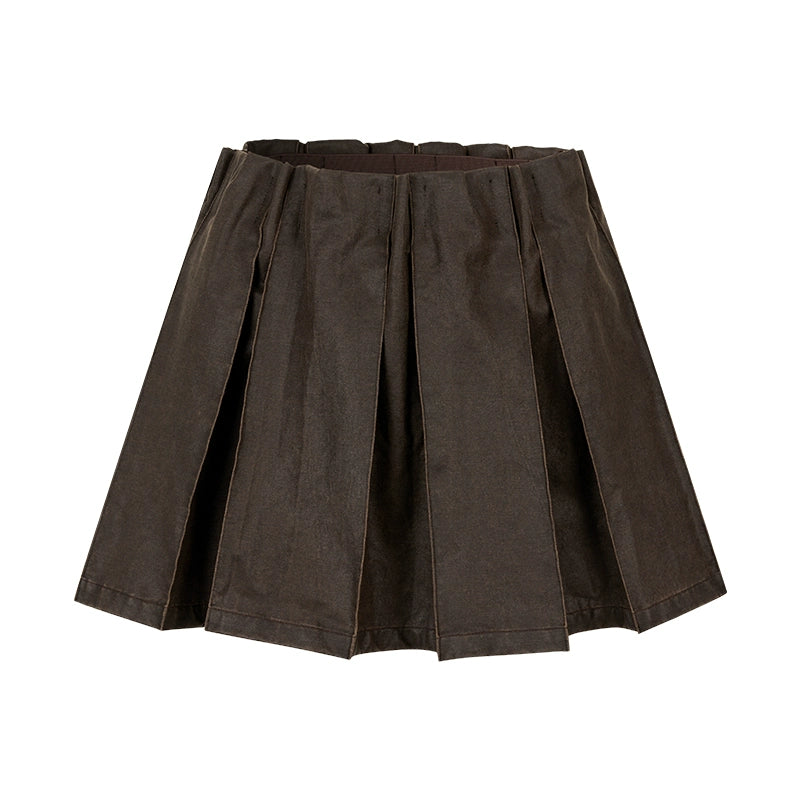 Genesis Pleated Leather Skirt