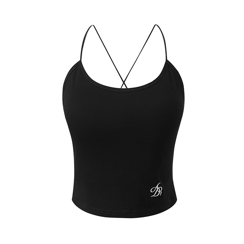 아름다운 백 레이스업 조끼 탑