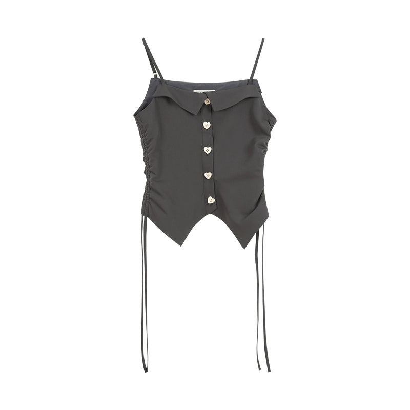 Shirred Lace-Up Bandeau Top