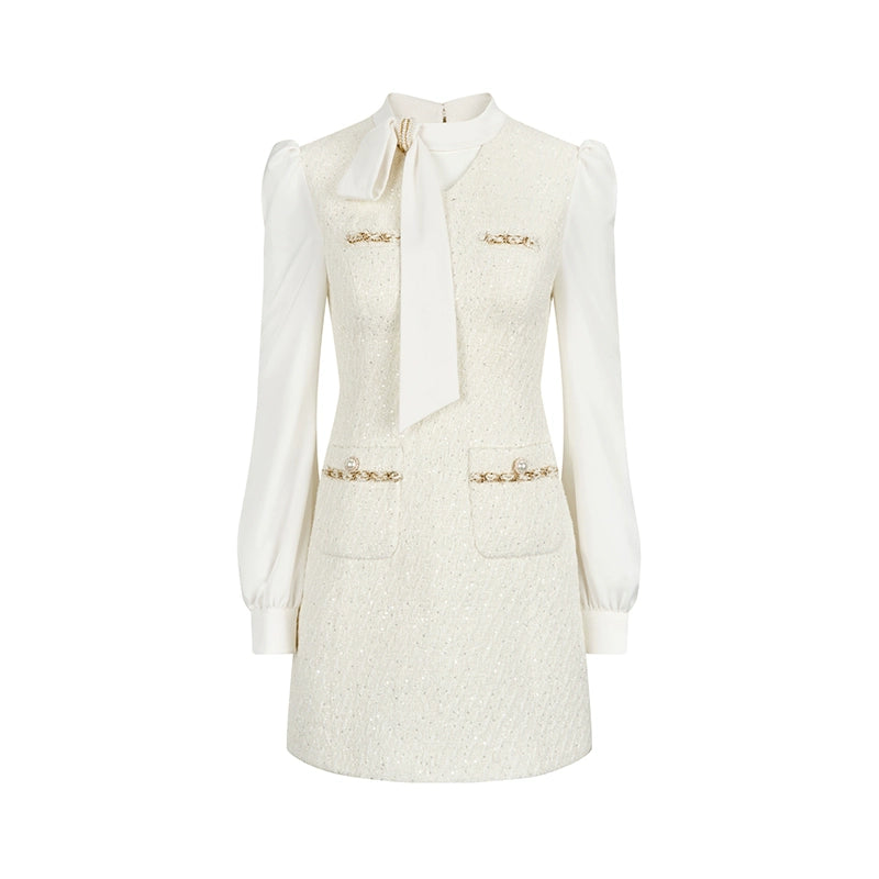 French gold buckle small fragrance dress