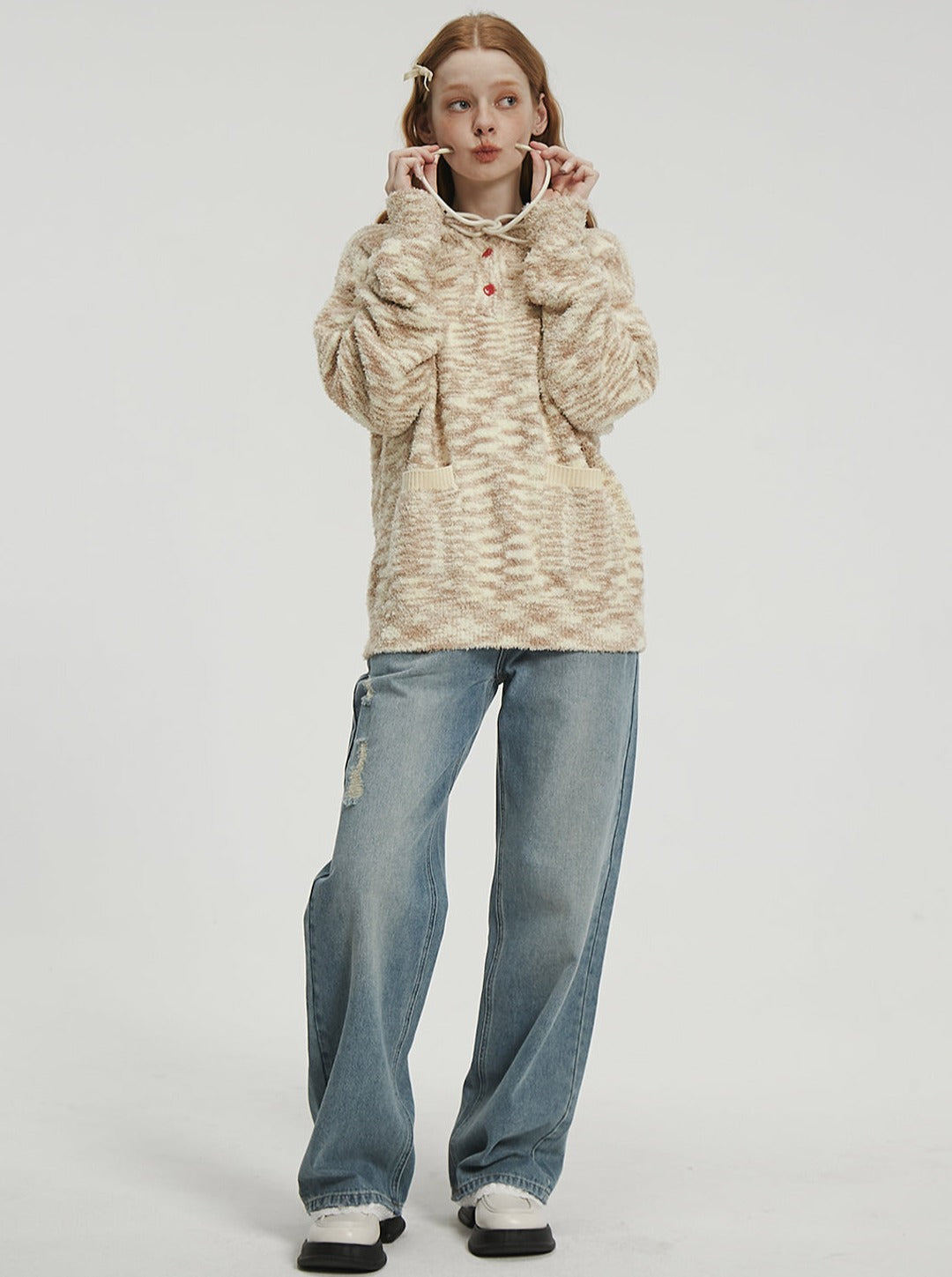 후드 니트 스웨터