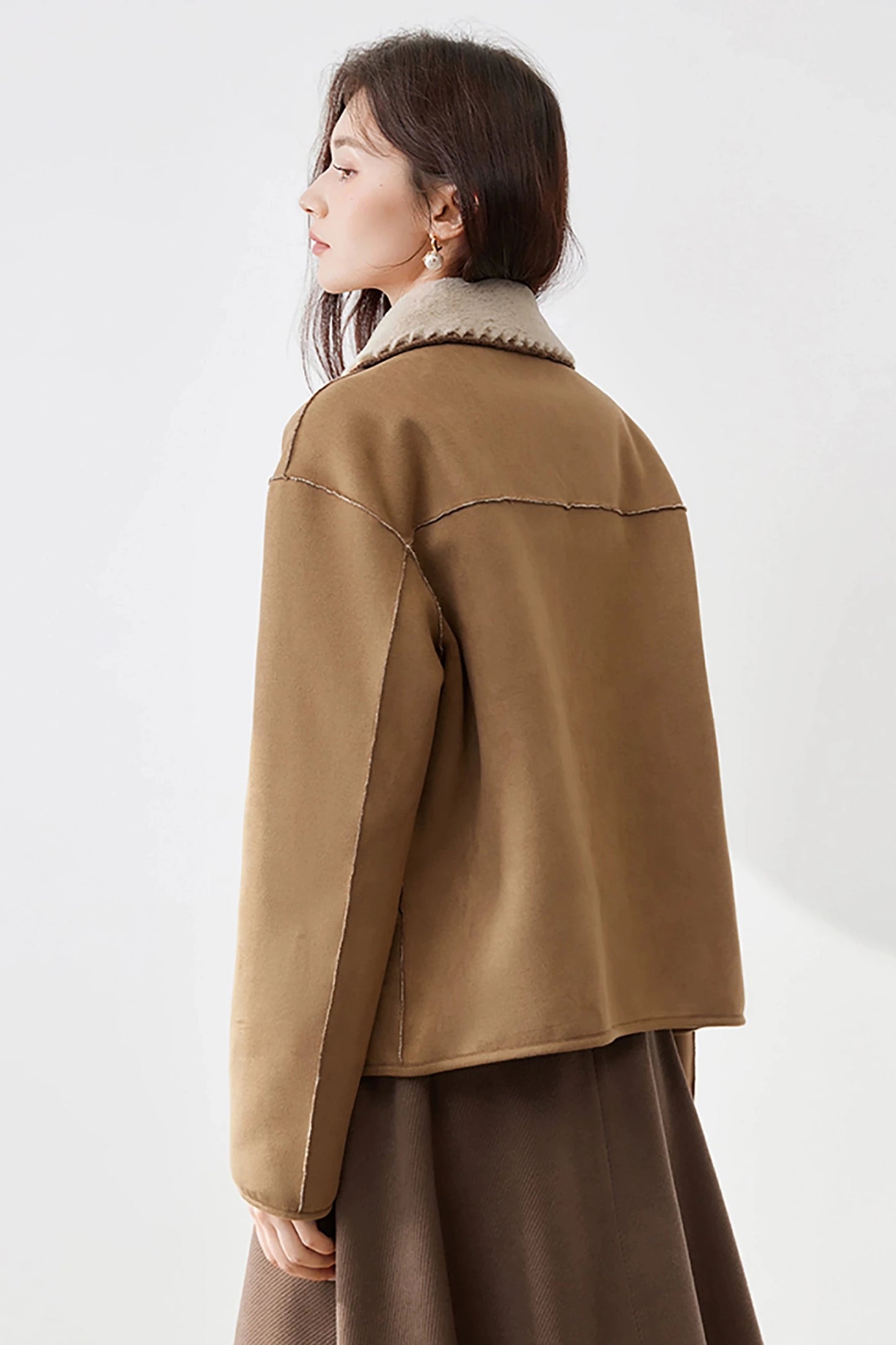 벨벳 따뜻한 짧은 코트