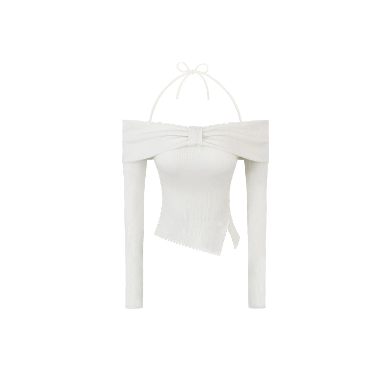 Bow Design Slim Knitwear Top