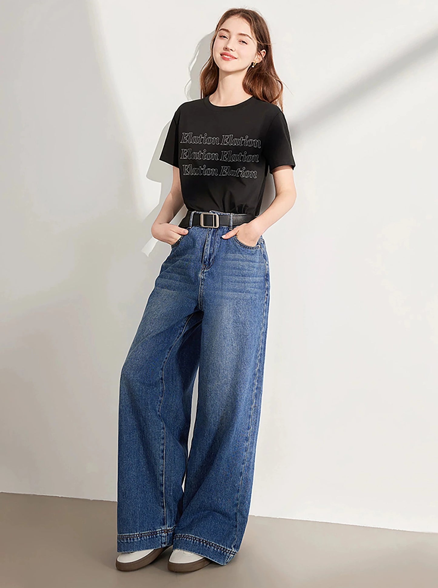 레터 프린트 반팔 탑