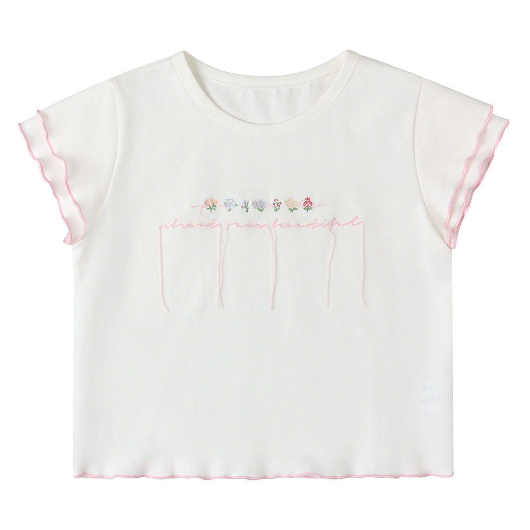 화이트 리틀 플라워 티셔츠