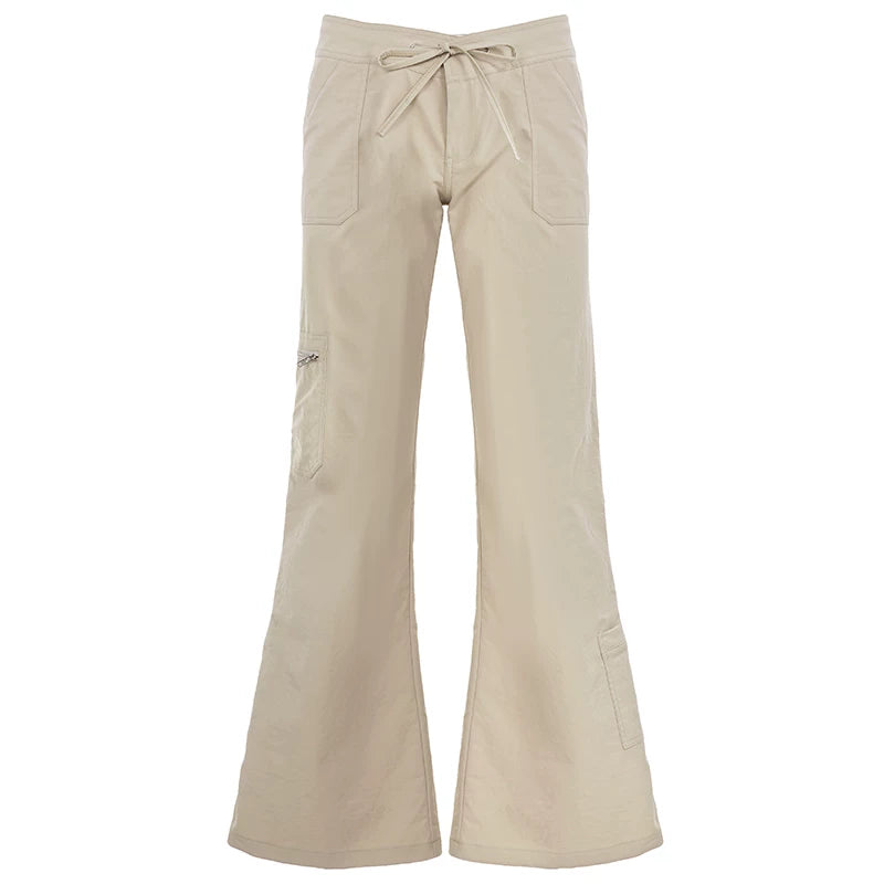 Khaki Flared Workwear Pants