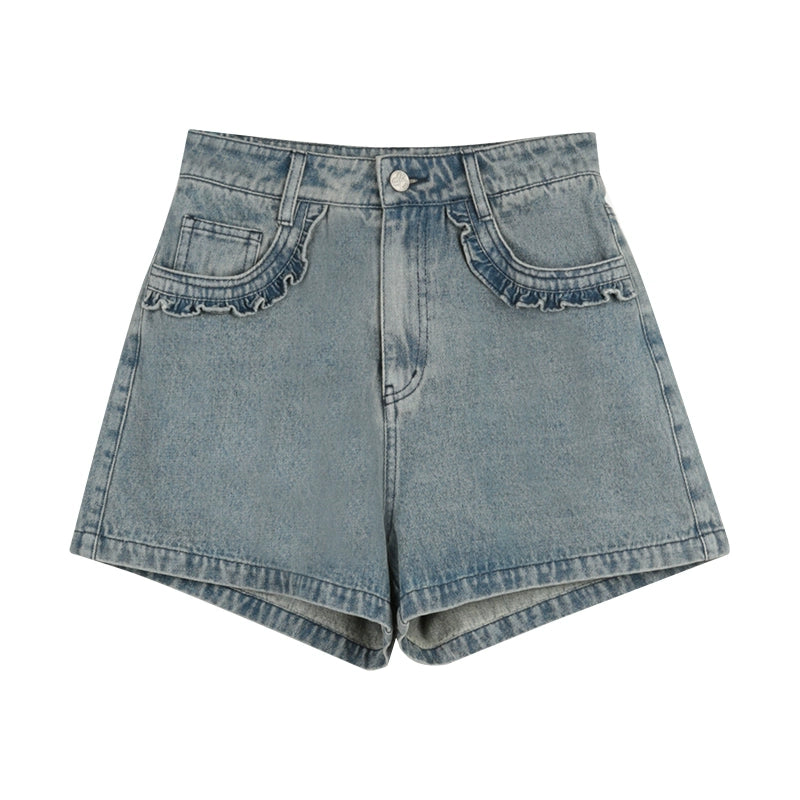 Shorts en denim avec dentelle