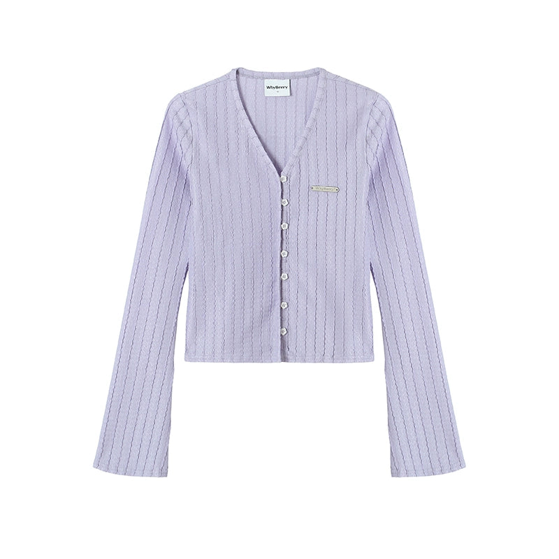 V-Ausschnitt Strickjacke Tops