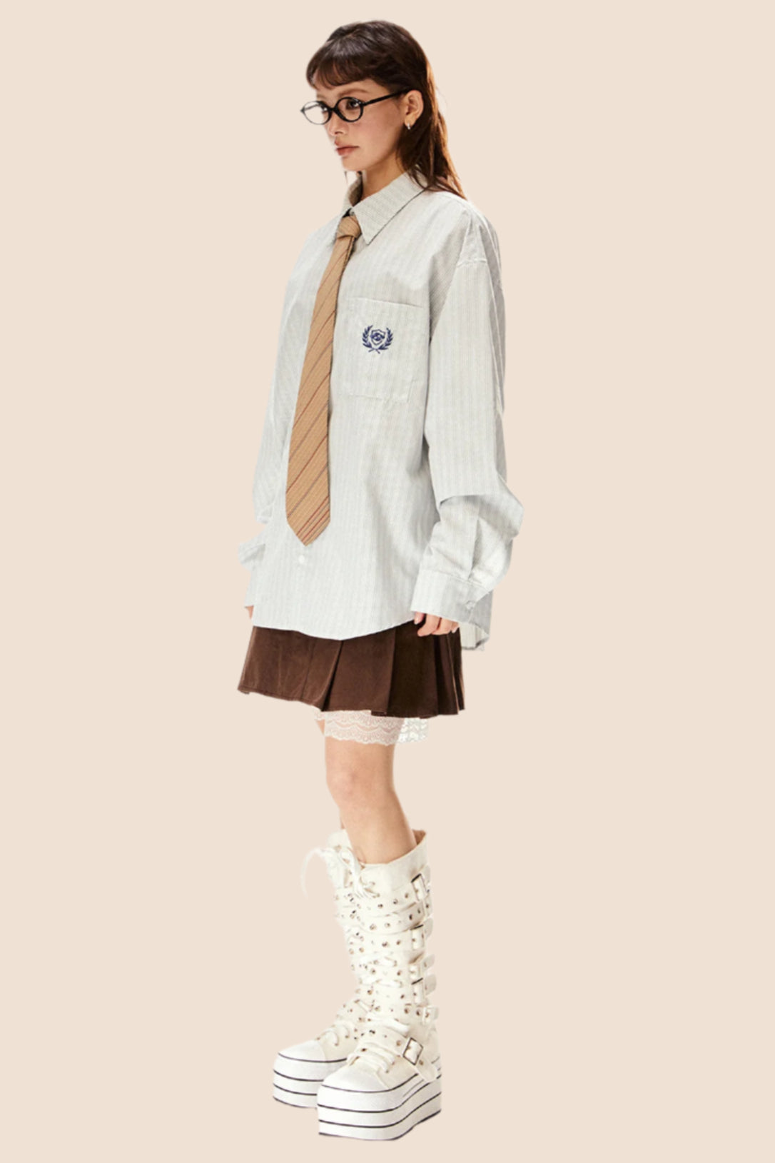 대학 스타일 스트라이프 셔츠