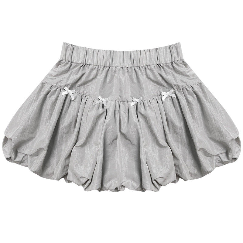 Gray Elastic Waist Skirt