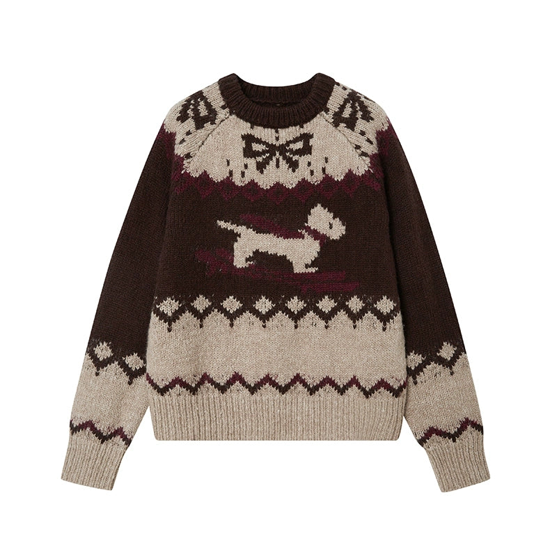 Contrast Tiber Island Ski Puppy Long Sleeve Top
