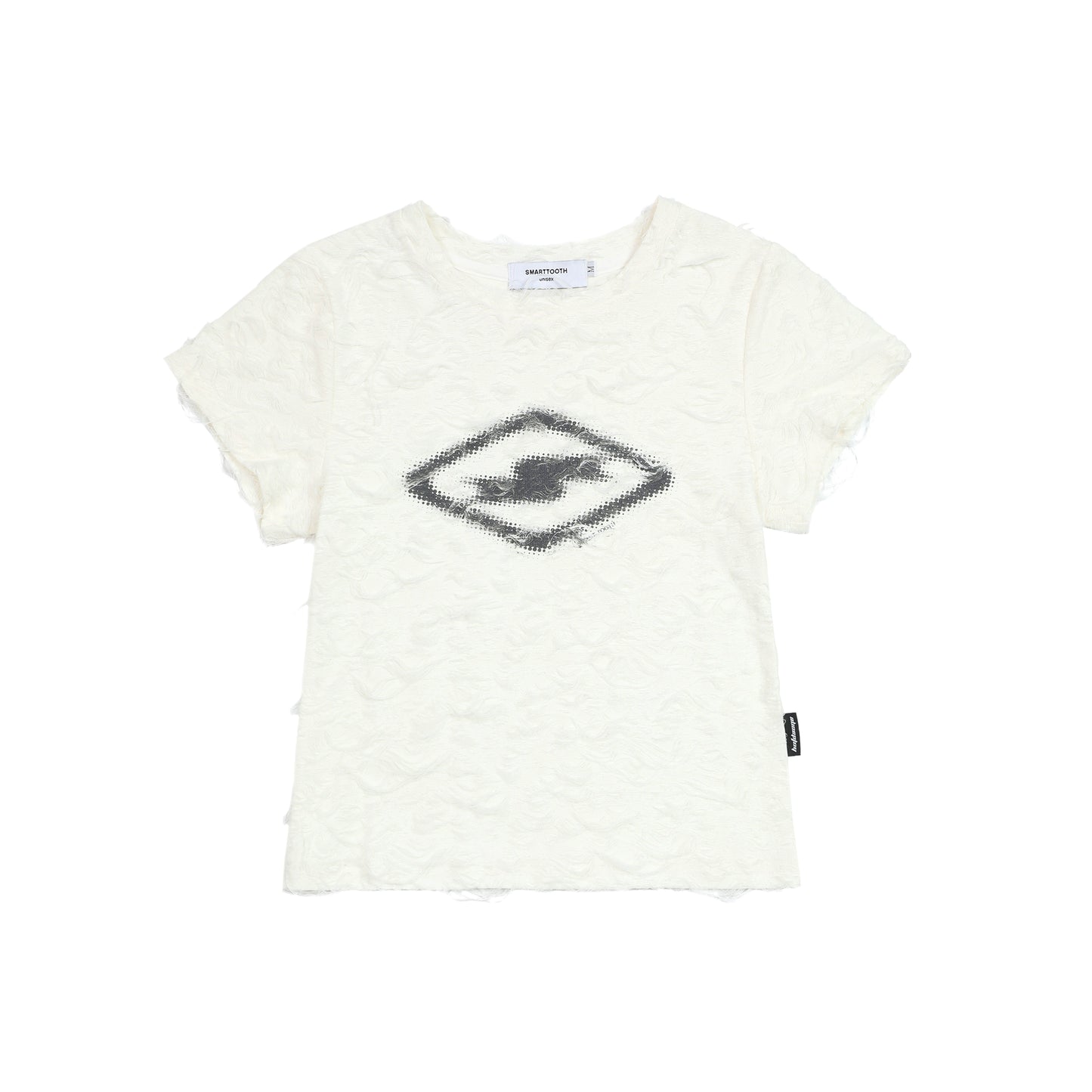 Cropped Destruction Print T-Shirt