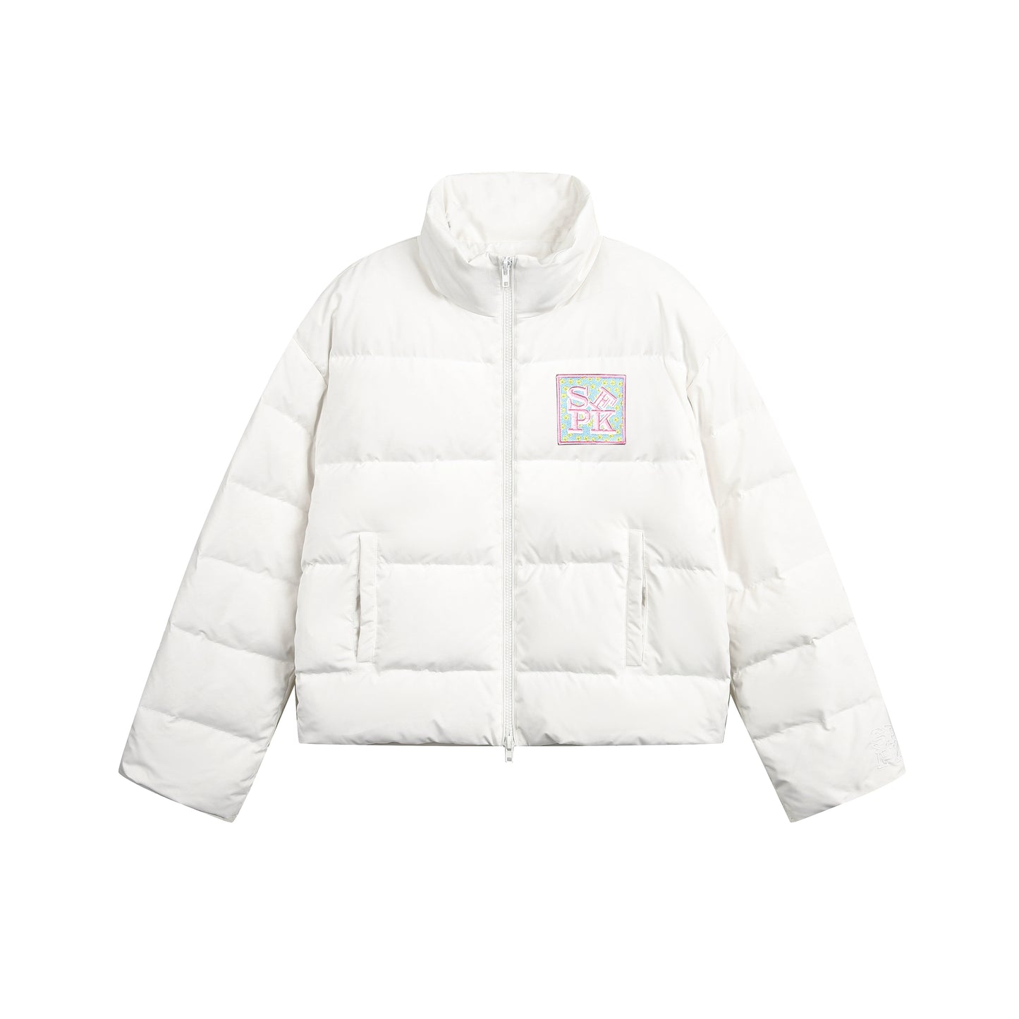 Veste en duvet à col montant en velcro rétro