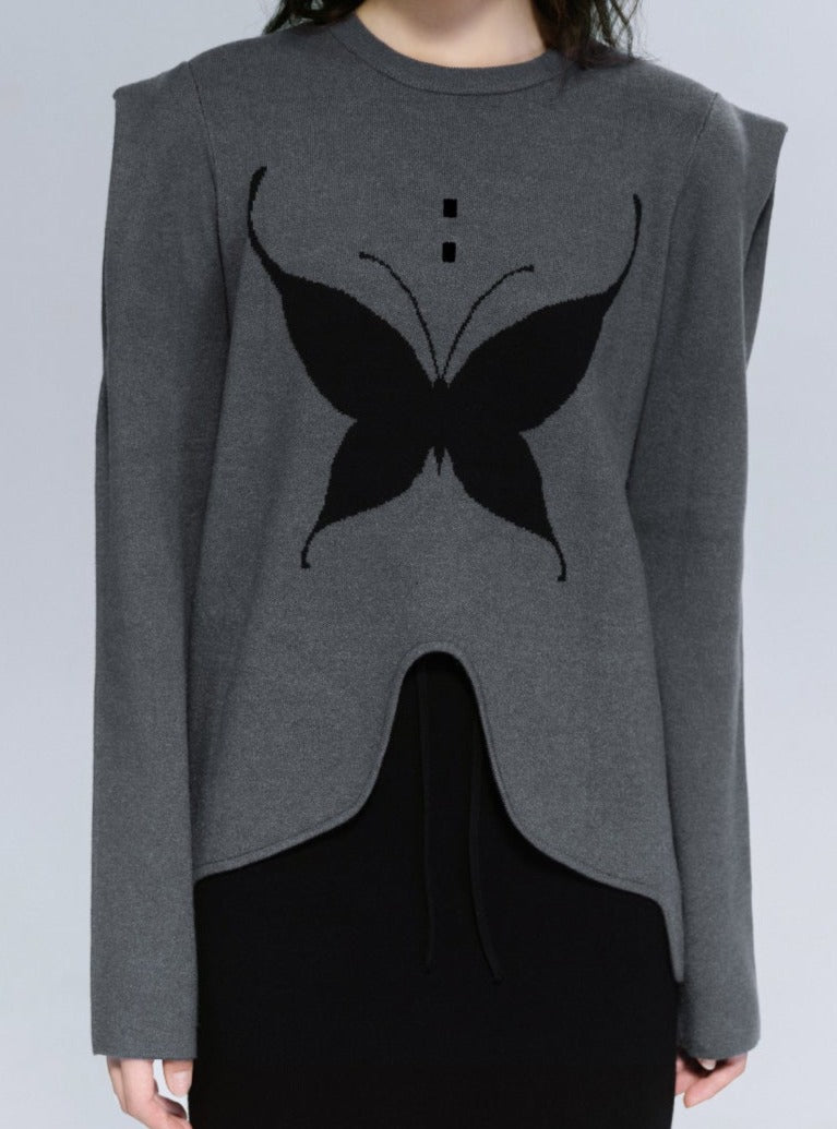 대조적 인 색상 서있는 어깨 스웨터