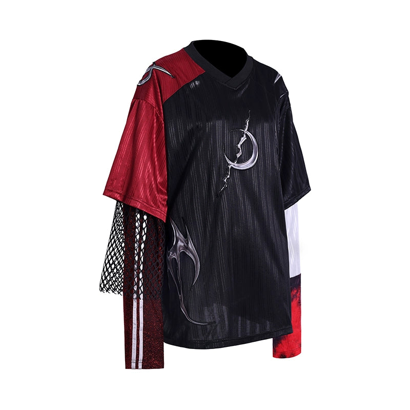 재조합 스티칭 Y3K 티셔츠