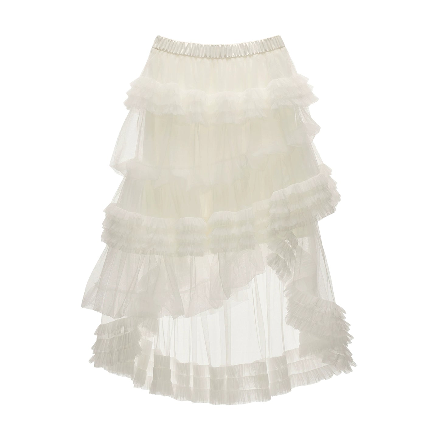 Mesh Asymmetrical Cloud Skirt
