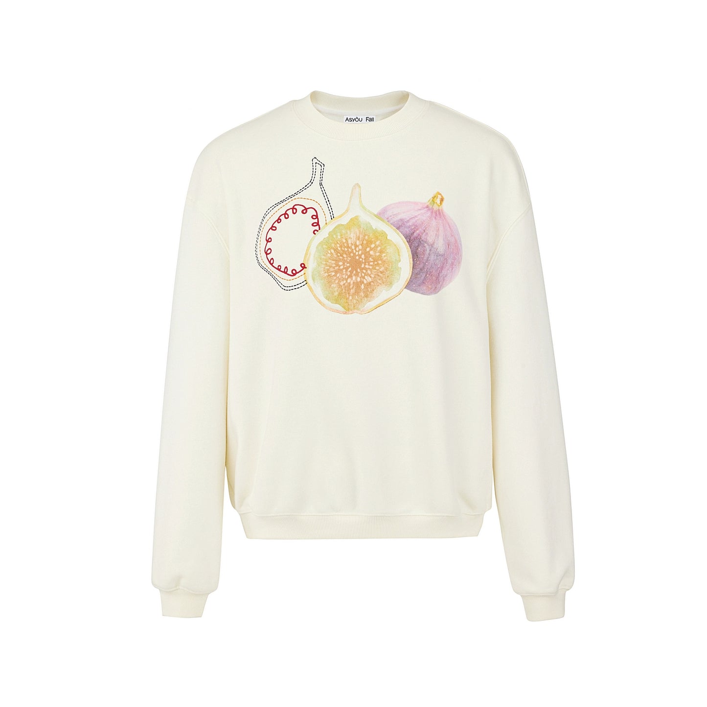 Fig Embroidered Crew Neck Top