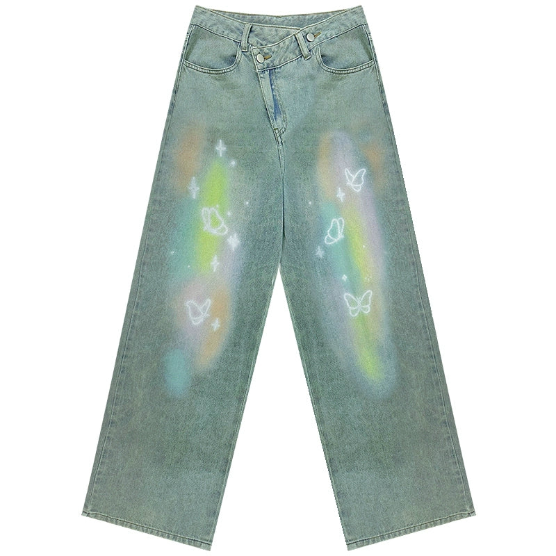 나비 하이웨이스트 와이드레그 팬츠