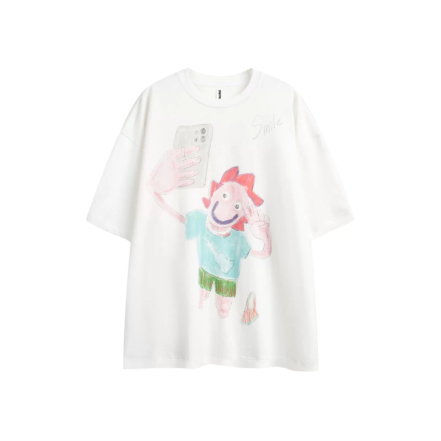 Graffiti Biye Cartoon Print Top