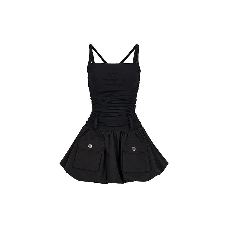 Taschengestepptes flauschiges Westenkleid