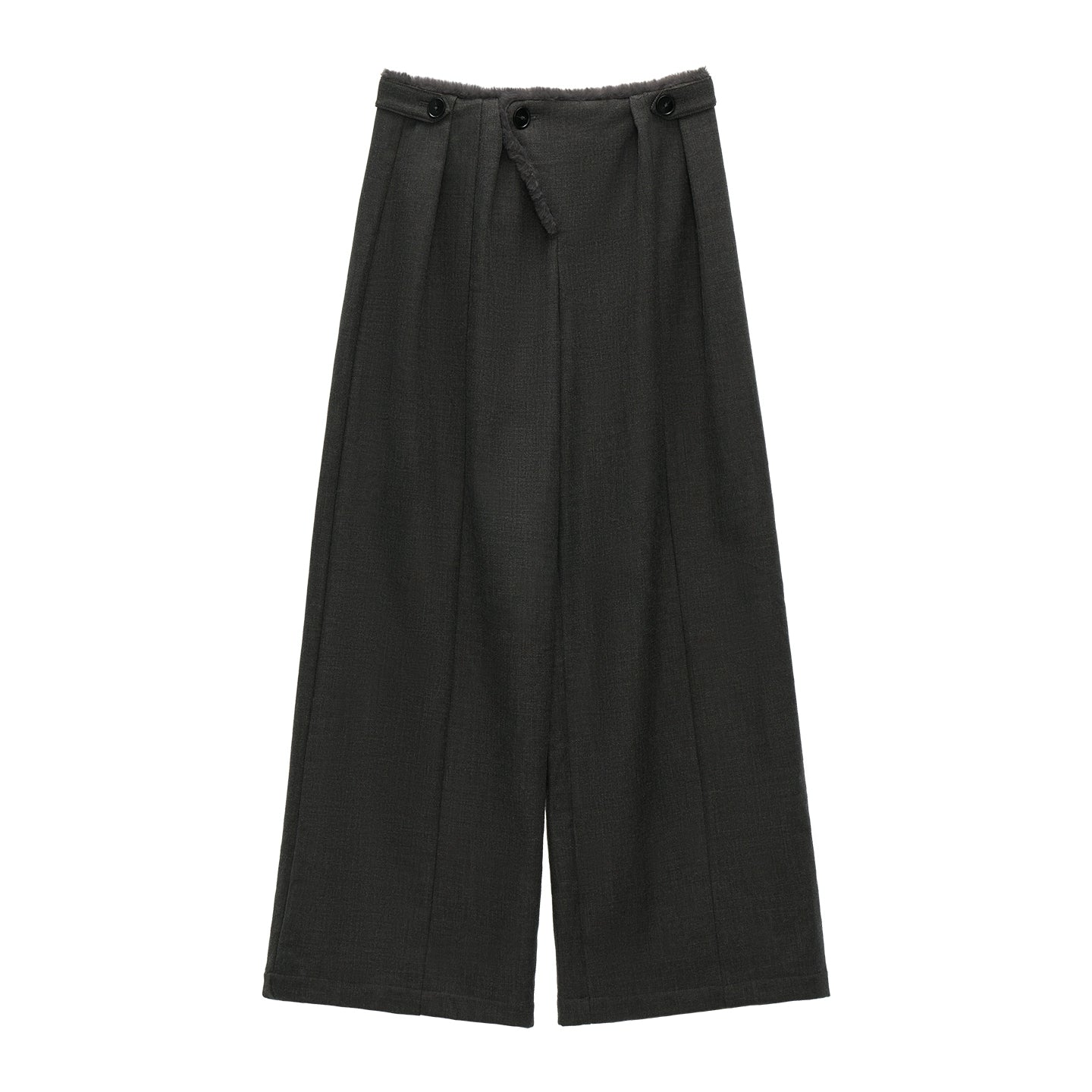 Gray Fleece Wide-Leg Pants