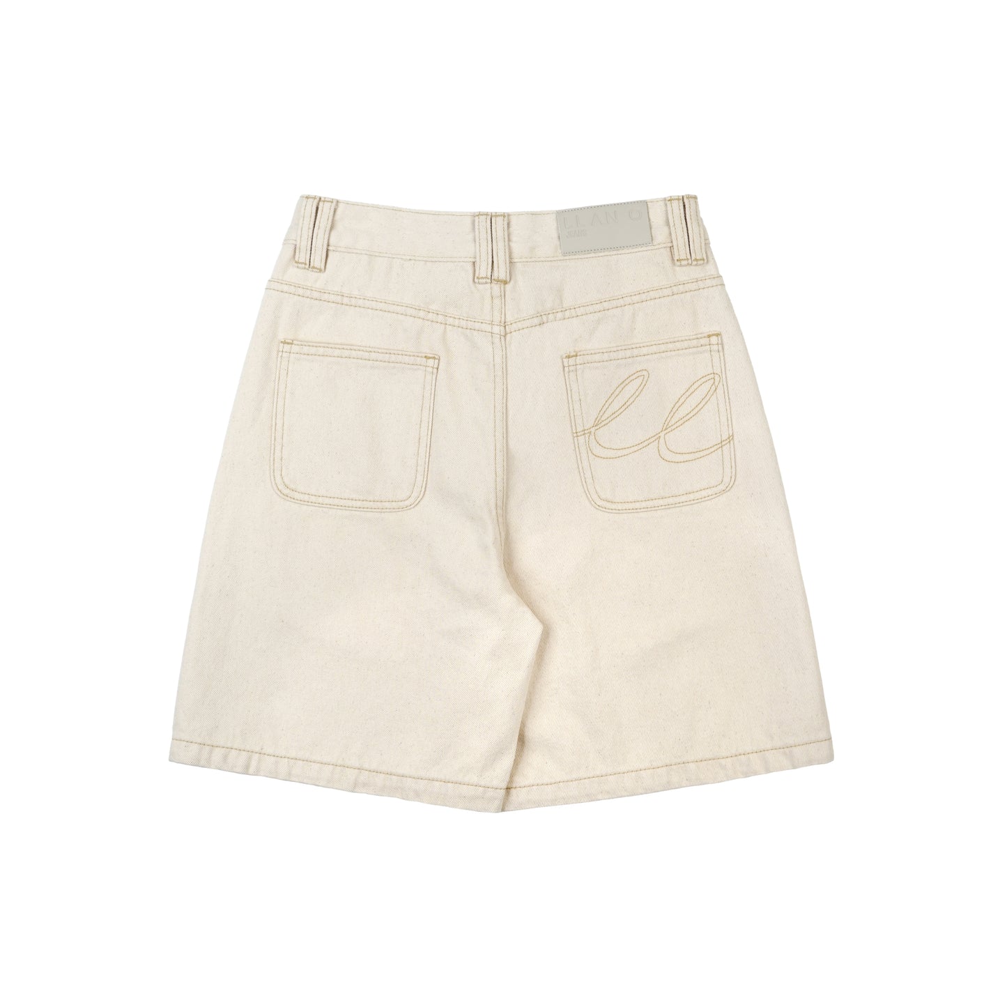 화이트 하이웨이스트 데님 반바지