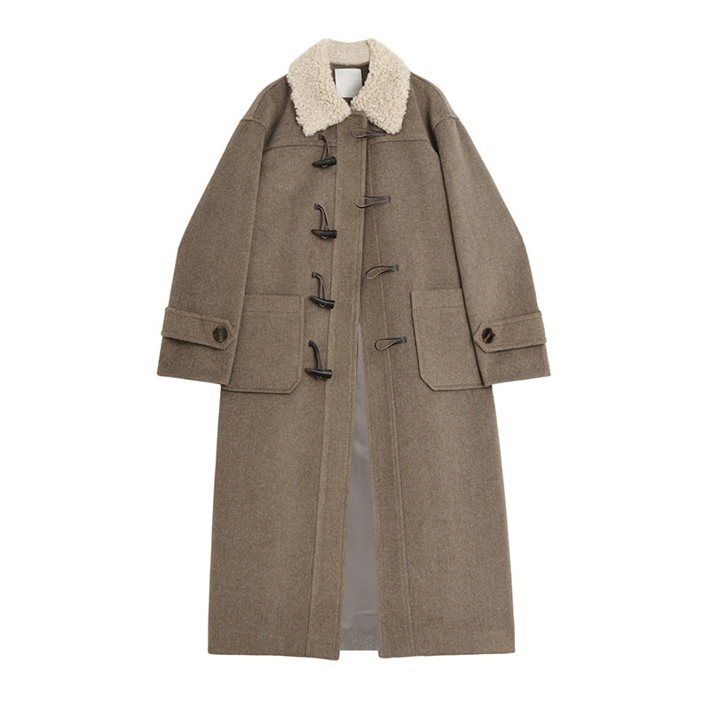 Long Lamb Cow Horn Button Coat