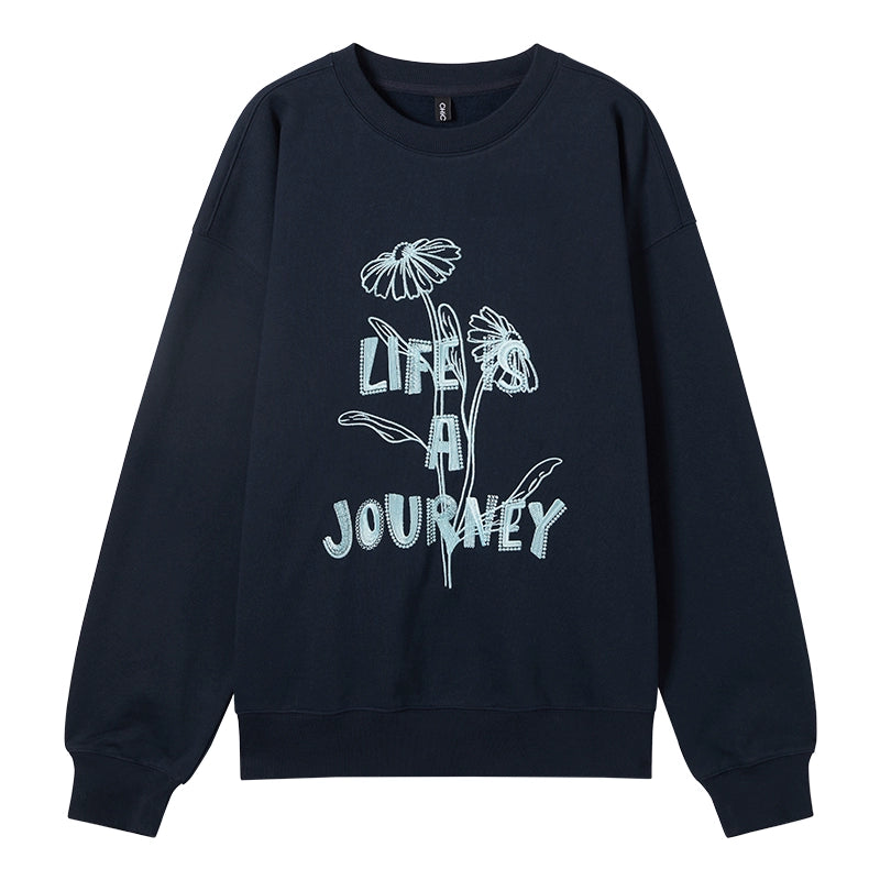 Graffiti Embroidered Color-Blocked Sweater